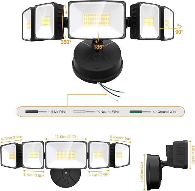 Onforu 120W Smart Flood Light Outdoor, 12000LM LED Security Light APP Control, WiFi Alexa Flood Lights Outside Floodlight with 5 Adjustable Heads, 2700K-6500K Exterior Light Fixture for Yard