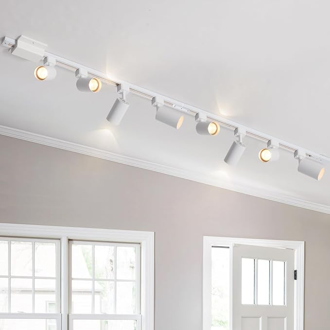 3-Color 4-Light LED Track Lighting Kit with 3.3FT H Track Lighting Rails & Canopy Connector, GU10 Dimmable Track Light Kit, Modern Kitchen Track Lighting Fixtures Ceiling Spot Light, White