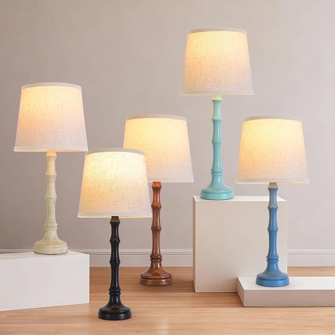 Lamps Set of 2 Modern Farmhouse Table Lamp Bedside Reading Lamps Living Room End Tables Set Lamps for Night Stands Bedroom Night Lamp,High 26.25 Inch,Brown,With Fabric Lamp Shade,Bulb Not Included