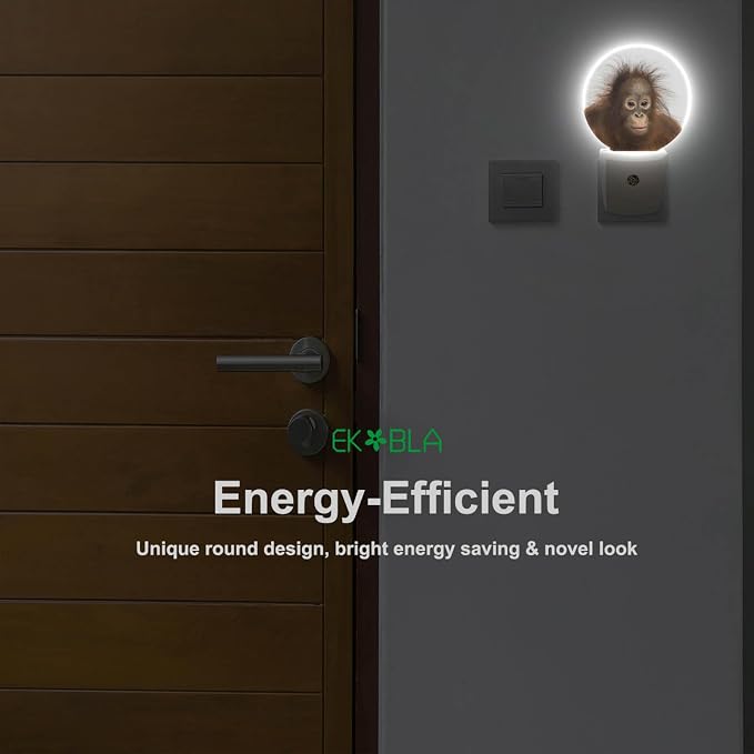 EKOBLA Monkey Night Light, Funny Ape Wildlife Night Lights Plug Into Wall with Dusk to Dawn Sensor, LED Nightlights for Bedroom, Bathroom, Gifts Ideal for Kids Teen Boys Girls Women