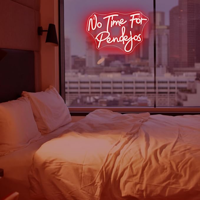 No Time for Pendejos Neon Sign Red Led Neon Light for Wall Decor Dimmable USB Spanish Language Neon Light Up Signs for Classroom Coffee Shop Bar Bedroom Study Room