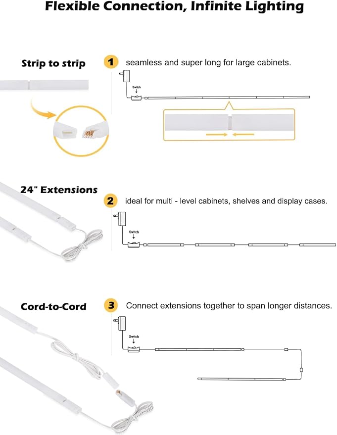 Cefrank Under Cabinet Lighting, 6-Pack 12" Linkable LED Light Bars 3000K | Warm White 1200LM • Plug-in • CRI90+ • Frosted Lens • Pantry • Bookshelf • Workbench