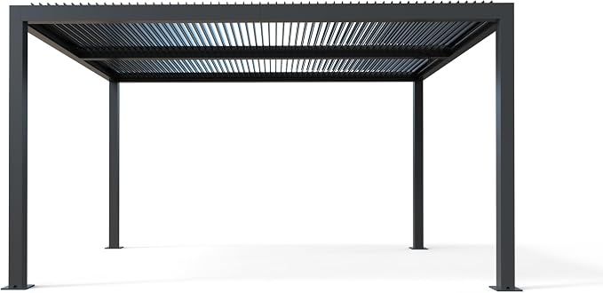 PURPLE LEAF Louvered Pergola 94AS 10' x 12' Aluminum Wind Resistant Gray | All-Aluminum Rustproof Structure, Contemporary Modern Design, Engineered For 53Mph Wind Resistance, 94AS Heavy-Duty Model