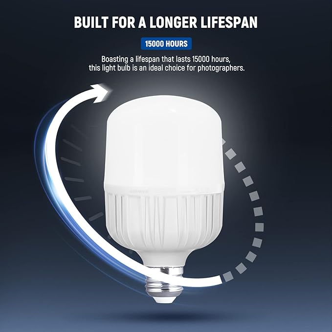 NEEWER E26 35W LED Light Bulbs, 2 Packs, 3150 Lumens/5700K/CRI 93+/15000h Lifespan, Bright Video Photography Lighting, Silent/No Flicker/Non Dimmable 350W Incandescent Equivalent
