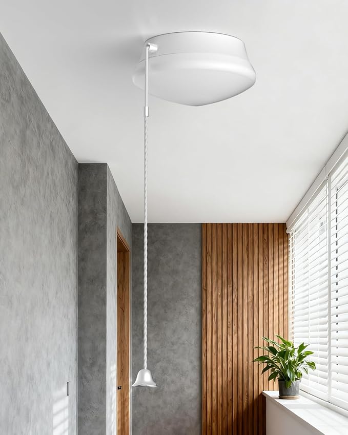 Flush Mount Ceiling Light with Pull Chain Surface Mount LED Light Fixture for Closet, 7 inch 12W 1300lm 125W Equivalent Pull String Light Fixture Ceiling Mount for Laundry, Bedroom, Hallway-2Pack