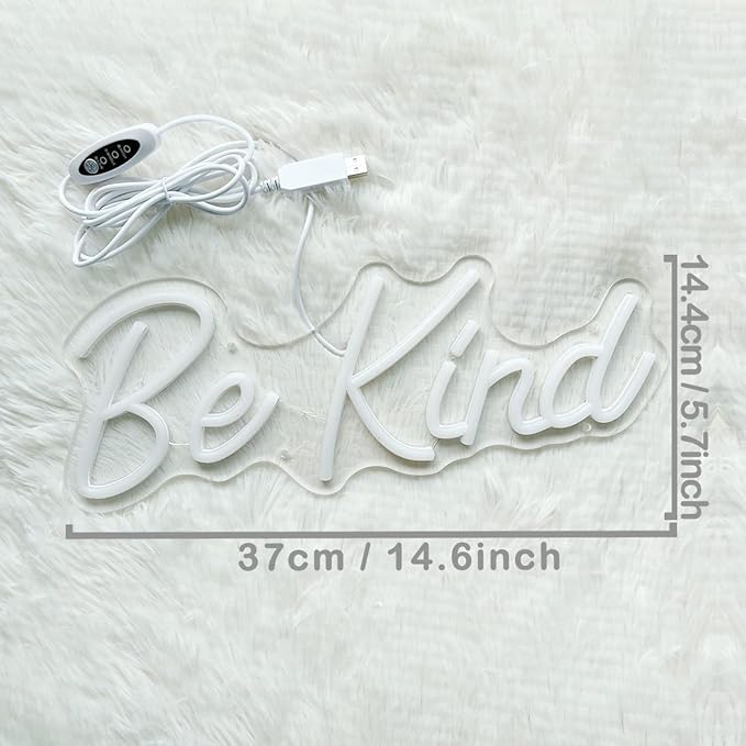 Be Kind Neon Sign, Dimmable LED Neon Light Signs for Wall Decor, USB Powered LED Sign for Bedroom, Office, Beauty Bar,Shop Decoration, Neon Signs Gift for Teen Girls 14.6x5.7 Inch Warm White