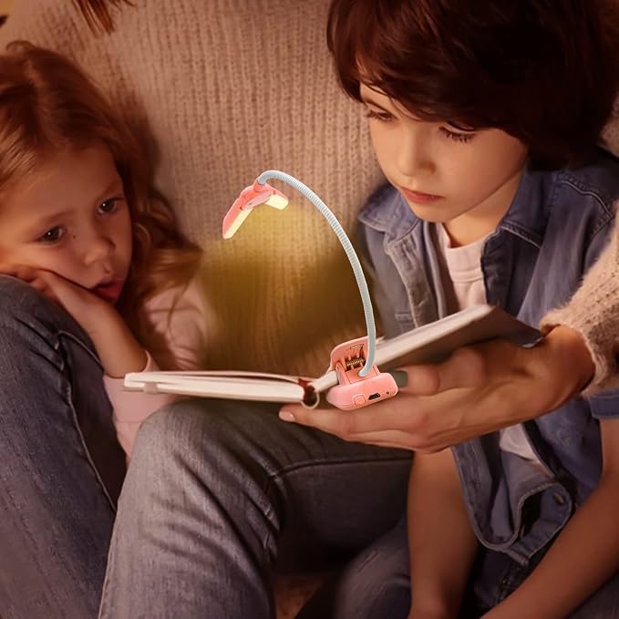 Vekkia 14 LED Rechargeable Book Light for Reading at Night | Eye-Care Reading Light for Books in Bed/180° Adjustable, Clip on Lamp/3 Color Temperatures, Lightweight