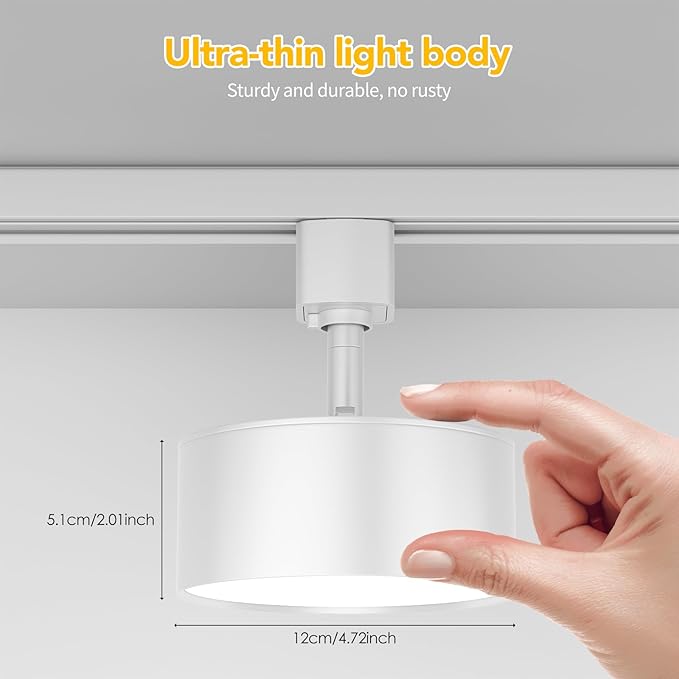 5 Color Diffuse LED Track Lighting Heads H Type Track Light Heads Dimmable Kitchen Track Lighting Fixtures Ceiling, Compatible with H Track Rails - Flicker Free CRI90+ 20W 2000lm, 4 Pack White