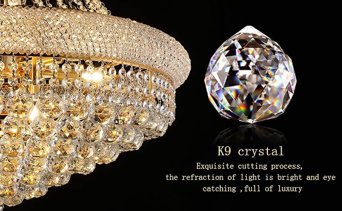 28" W 15 Light Luxury Foyer Chandeliers, Unique Empire K9 Crystal Chandelier for High Ceiling Foyer Entryway Living Room (Gold)