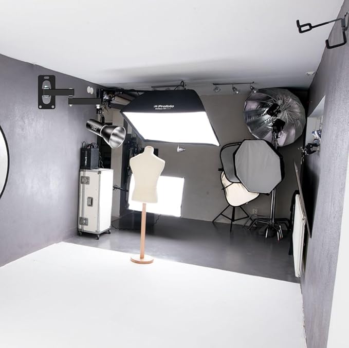 Photographic Wall Mounting Boom Arm Stand: Fold Extend Adjustable 12in Long Bracket,Heavy Duty Wall Mount,Multi Angle,for Photography Strobe Light Monolight,Softbox,Ring Light,Live Broadcast