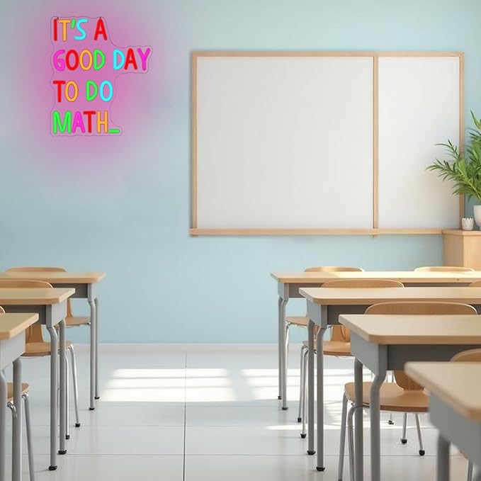 It's A Good Day To Do Math Neon Sign for Classroom Math Neon Light Colorful Letter Led Neon Signs Classroom LED Neon Lights for Kids Room Library Decoration