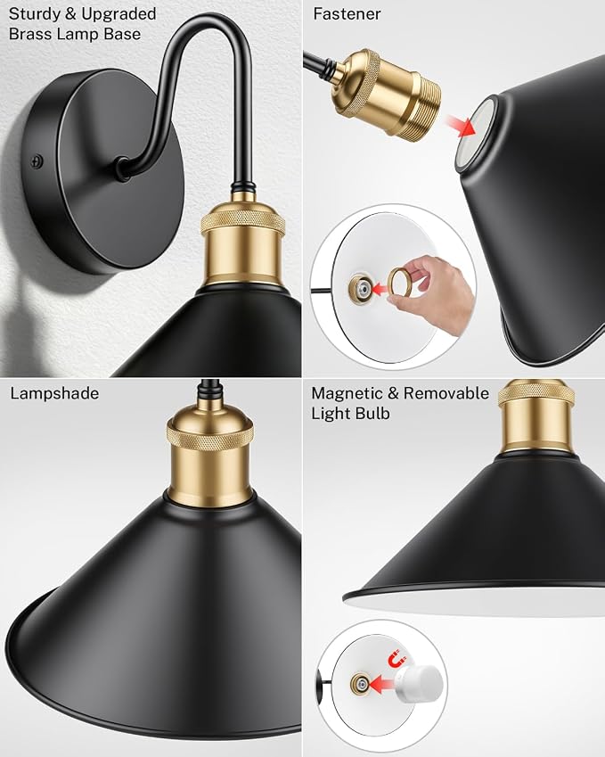 SAIMAND Battery Operated Wall Sconces Set of 2,Wireless Rechargeable Lights | Modern Cordless Wall Sconces with Remote Control, 9-Color Dimmable LED Lamps for Bedrooms, Living Rooms Hallways (9In-Black)
