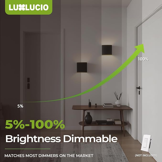 Indoor Outdoor Wall Light, 5%-100% Dimmable, 5 Color Temperature Selectable (2700K-5000K), Modern Wall Sconce for Living Room Porch, IP65 Waterproof, 120V - 277V, CRI90+, ETL FCC Certified