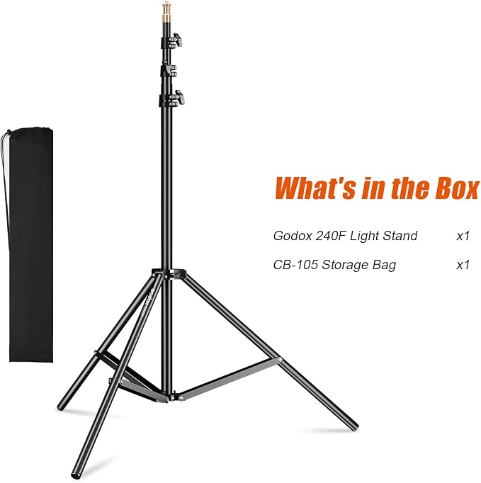Godox Light Stand 240CM/94 in Photography Light Stand Heavy Duty with 1/4” Universal Screw Carry Bag Portable for Photography Studio Portrait Shooting