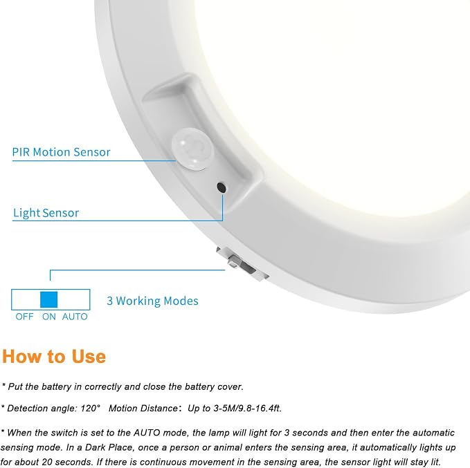 Wireless LED Motion Sensor Light Indoor, AA Battery-Operated Closet Light | Stick-on Under Cabinet Light No Wiring, 6.3" 210LM 6000K Daylight, for Hallway Shed Pantry, 1-Pack