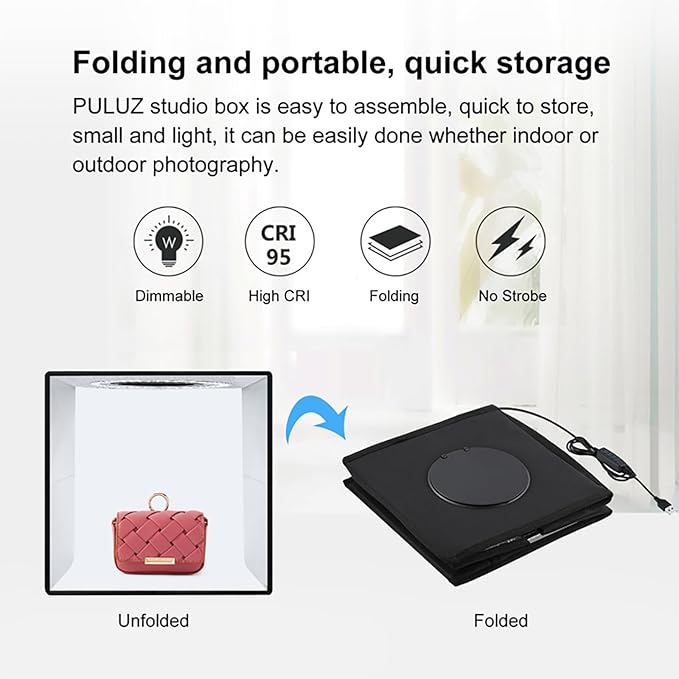 2025 Upgraded Photo Light Box, 12"x12" Professional Foldable Dimmable Shooting Tent Kit with CRI >95 120pcs LED Lights & 6 Kinds of Double-Sided Color Backdrops for Jewelry and Small Items Photography