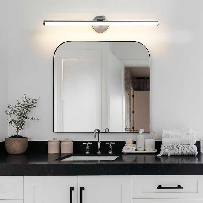 KAISITE Bathroom Light Fixture Over Mirror 30IN Brushed Nickel LED Vanity Light 24W 3000K Dimmable Modern Bathroom Wall Mount Lighting Fixture Rotatable Bath Vanity Light Bar