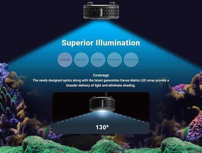 Kessil A360XE Tuna Blue Saltwater Aquarium LED Light Tank Full Color Spectrum for Superior Coral Reef Growth