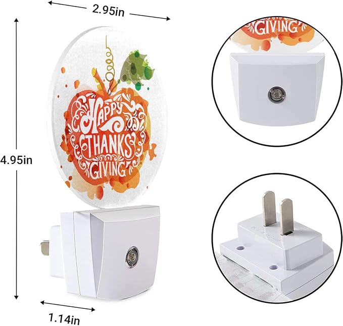 EKOBLA Pumpkin Night Light, Thanksgiving Fall Pumpkin Night Lights Plug Into Wall with Auto Sensor for Bathroom and Hallway
