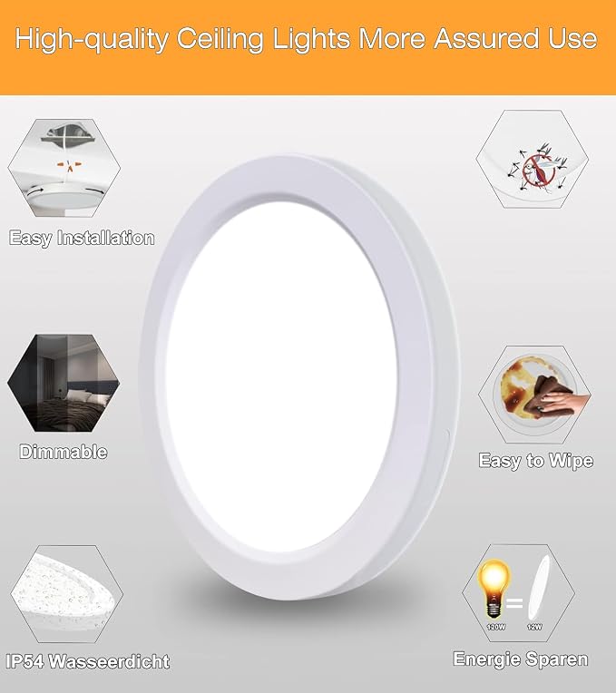 ETL 7 inch Small LED Flush Mount Ceiling Light Dimmable,5000K Daylight Ultra Slim Round Flat Panel Ceiling Light Fixture,Modern Ceiling Lamp for Closet,Kitchen,Bathroom 7inch-26Pack(White)