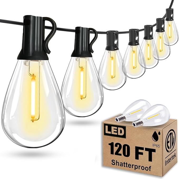 Tenmiro 120FT Outdoor String Lights, Ultra Long Waterproof 35+2 Edison Shatterproof Bulbs Led Outside Patio Lights for Porch Deck Garden Backyard Balcony Wedding Party Decor