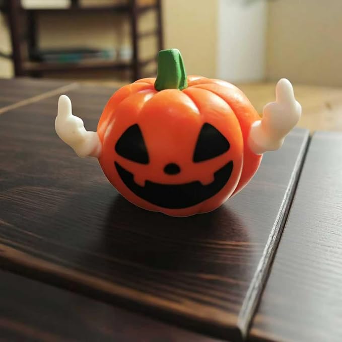 Halloween Pumpkin Figurine Funny Ghost Statue for Gift Resin Ghost Sculpture Halloween Tiered Tray Desk Ornaments Decor Spooky Middle Finger Statue for Home Decorations Supplies