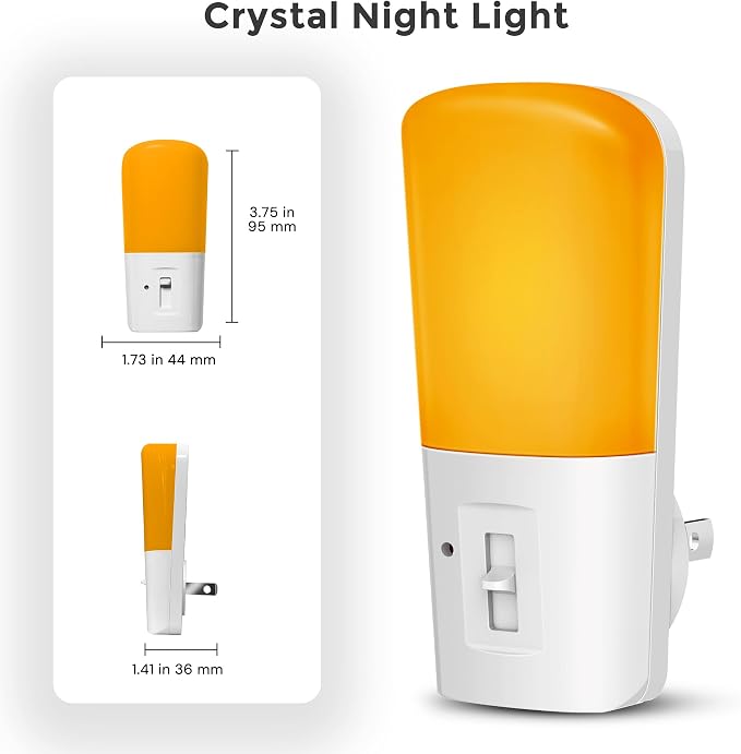 LOHAS-LED Amber Night Light, Dimmable Plug in Night Light with Light Sensor | 2 Pack, Yellow Kids Nightlights, 5-80LM Sleep Light for Nursery, Bedroom, Bathroom, Hallway, Stairway