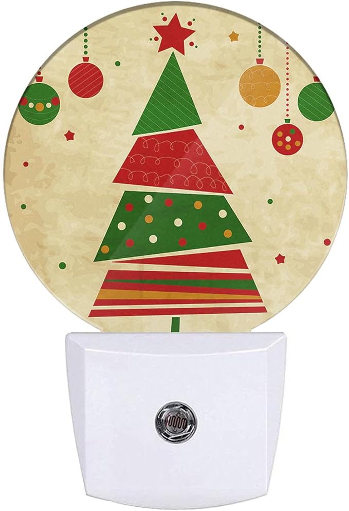 Plug in Night Light Colorful Christmas and New Year Tree Gifts Nightlights Auto On/Off Dusk to Dawn Plug-in Nightlights for Home Bedroom Living Room Bathroom, LEDLAMP3007