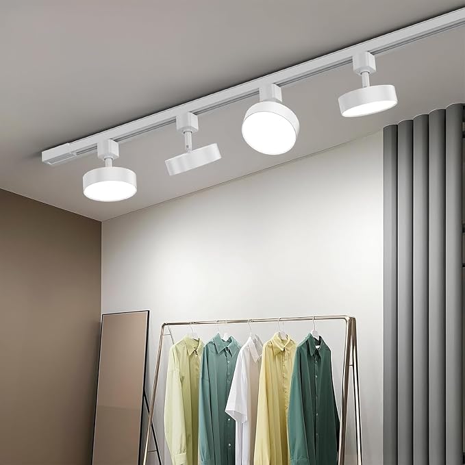 Diffuse J Type Track Lighting Heads, 12W White 4 Pack | Dimmable LED Track Light Heads, Compatible with J Track Rails, Ceiling Track Lighting, Flicker Free CRI90+, 3000K 1000lm