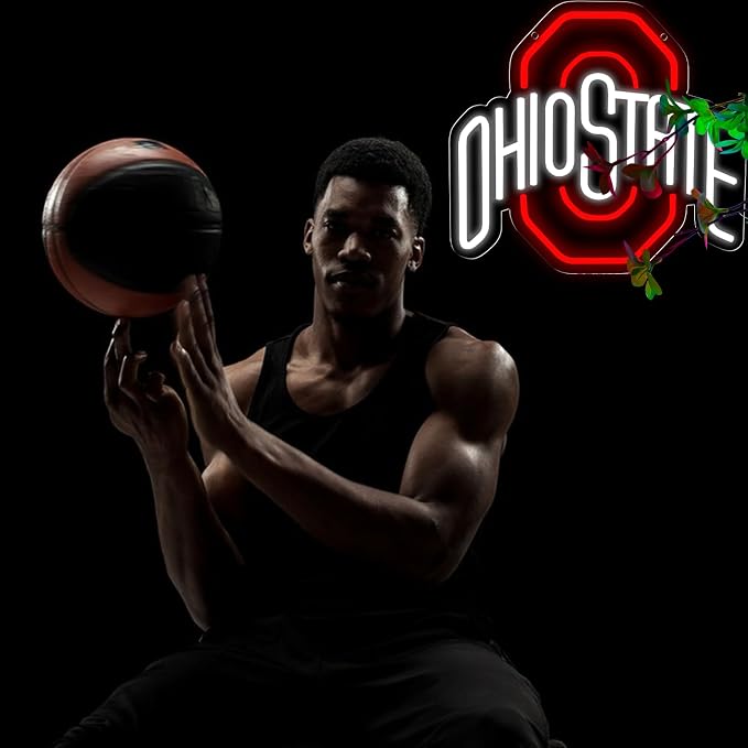 Ohio Football Neon Signs for Wall Decor,University Led Light Up Sign Suitable for Man Cave Dormitory Office Bar Pub Wall Art Gifts for Teen Boys Girls