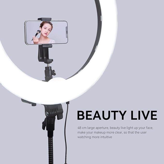 Ring Light Kit 18 "/ 45cm 55W 5500k dimmable LED Light, 70inch Foldable Stand, Phone Clip, Short Video, Studio Video Photography Lighting, Spot Lights,Selfie and Live Streaming Available