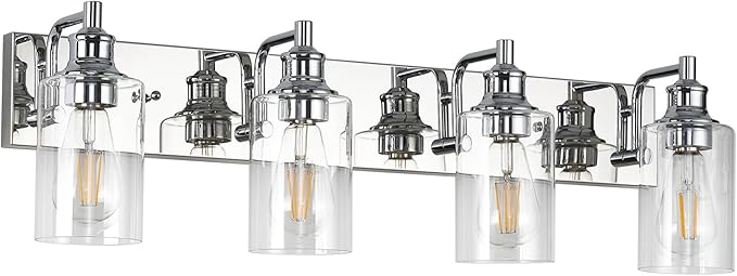 4-Light Bathroom Light Fixtures Modern Chrome Vanity Lights for Bathroom Lighting Fixtures Over Mirror for Cabinet Mirror Bedroom Hallway