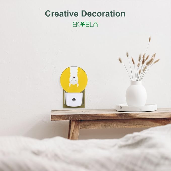 EKOBLA Llama Night Lights Plug into Wall Cute Animal LED Dusk to Dawn Plug-in Nightlights Auto Sensor for Home Indoor Bathroom Hallway Kitchen