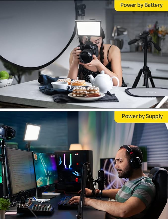 RALENO LED Video Light Panel, 2500K-6500K Camera Light for Video Conference Recording with 4000mAh Battery Type-C USB Ports, CRI>95 Photo Lights for Outdoor Photography Live Streaming Zoom Call