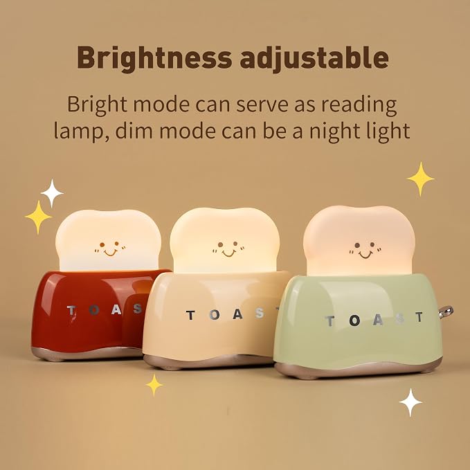Cute Cartoon Toaster Night Light Table Lamp Desktop Lighting Ornaments Nursery Kids Toys LED Nightlight Gifts Bedroom Decor Yellow