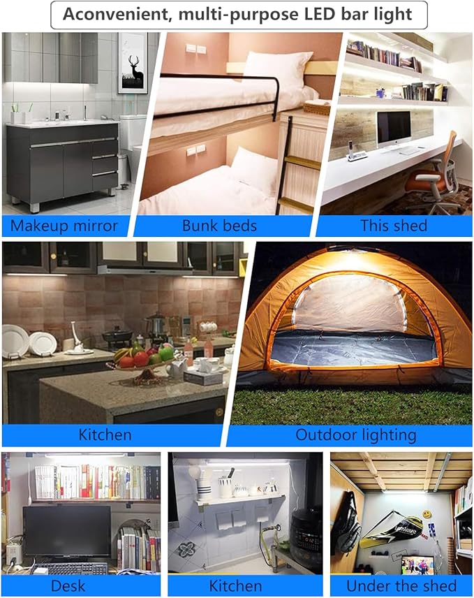 Strip Lights 15.7In Closet Lights, 12W 88 LED Super Bright, Dimming and Color Adjustment,USB Powered LED Light Bar for Room Under Counter Lighting Work Tables Student Dormitory Monitor Light