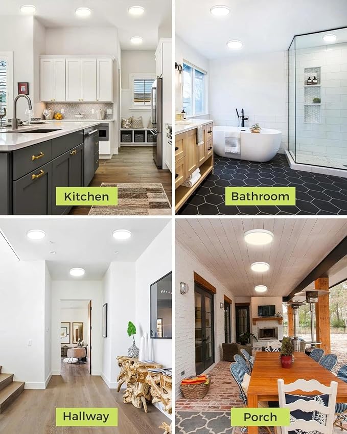 1PACK Flush Mount LED Ceiling Light Fixture White, 20Inch 46Watt, Dimmable & 3000K-4500K-6000K 3 Color Selectable Ceiling Lamp 4600LM Low Profile Ceiling Light for Kitchen Bedroom Hallway Porch