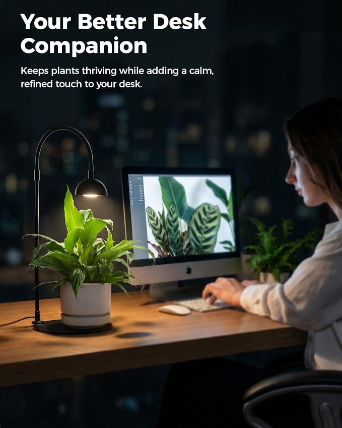 Bamworld Grow Lights for Indoor Plants with Full Spectrum LED Grow Lamp with 3/6/12 Timer Switch Height Adjustable Plant Growing Lamps for Indoor Growing Black