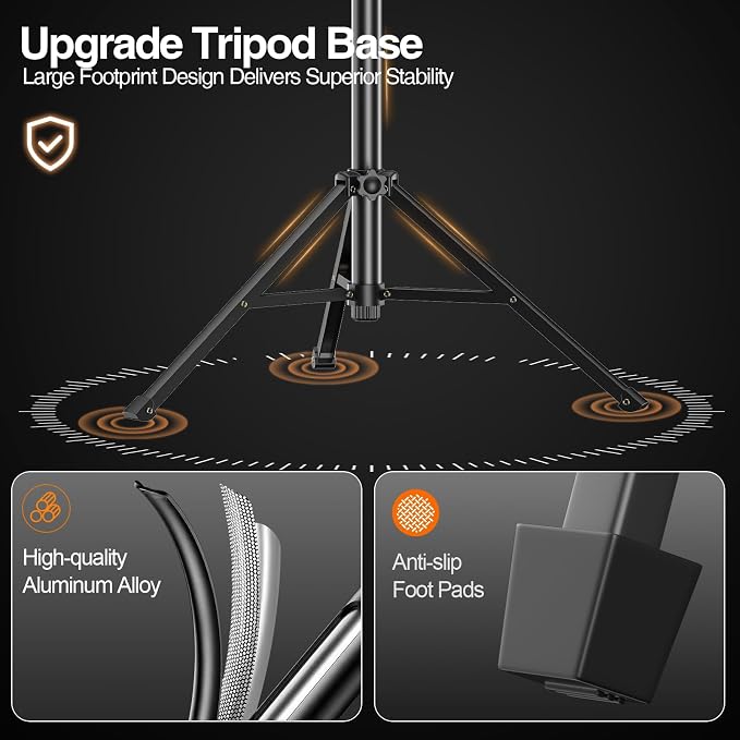 EMART 10'' Ring Light with 51'' Extendable Tripod Stand & Phone Holder | 16 RGB Colors 13 Dynamic Modes & 10 Brightness Levels Selfie Ringlight with Bluetooth Remote for Recording, Streaming, Makeup