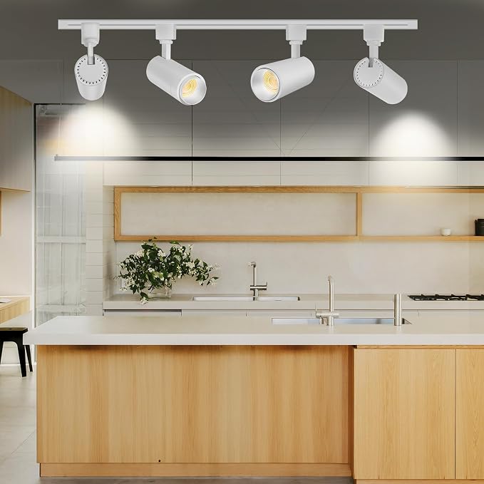 【2026 Upgraded】10-Color Zoomable 25W LED Track Lighting Heads H Type Track Light Heads with Remote Dimmable Bright Ceiling Spotlight, 2700K/3000K/4000K/5000K/6500K, CRI90 15°-60° 2200lm White 4 Pack