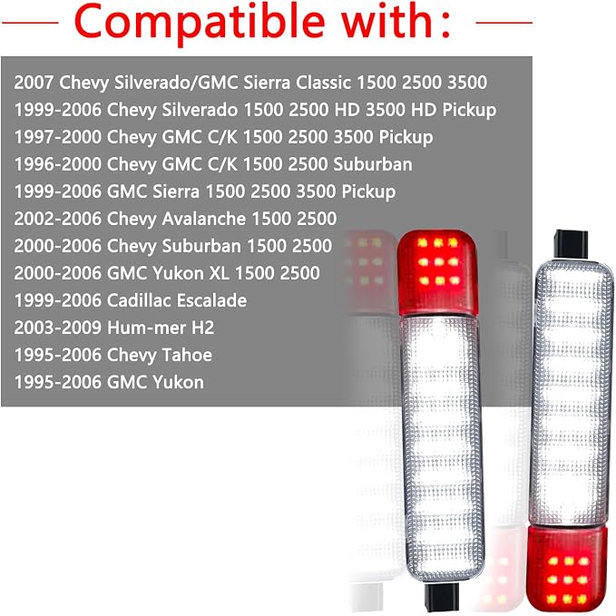 LED Side Door Panel Courtesy Lights Fit for Chevy Sierra GMC C/K | Fit for Yukon Silverado 1500 2500 3500 Avalanche, Suburban, Hum-mer H2 Car Interior Panel Lighting,4 Pcs