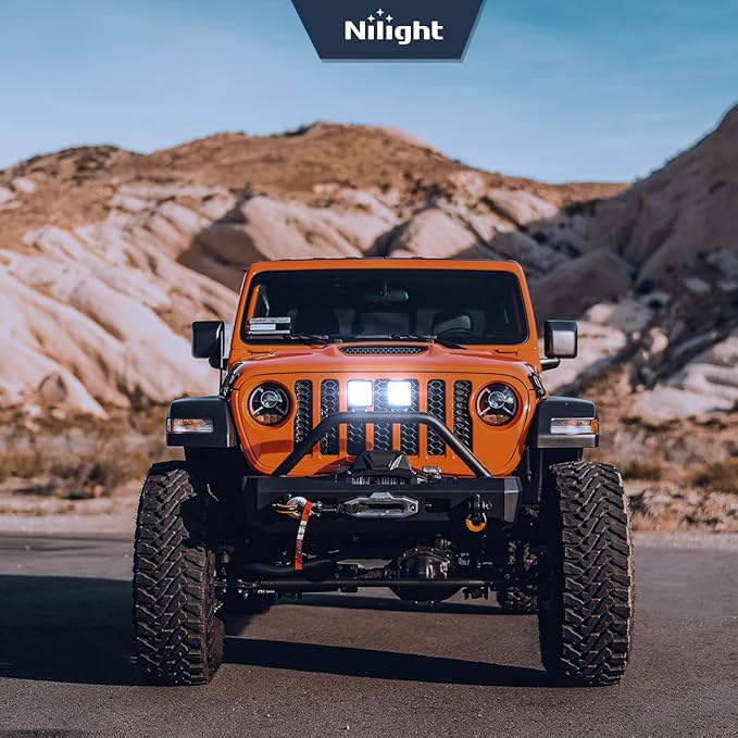 Nilight LED Tractor Lights LED Pods Square 2PCS 4 Inch 64LEDs Flood Light Bar Fog Driving Work Lighting for Truck Off Road Vehicles ATV UTV Boat SUV Van