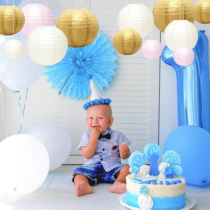 21 Pcs Paper Lanterns Party Decorations, 4/6/8/10 Inch Round Chinese Hanging Paper Lanterns for Wedding, Birthday, Baby Shower, Graduation, Classroom Ceiling Decorations Indoor Outdoor