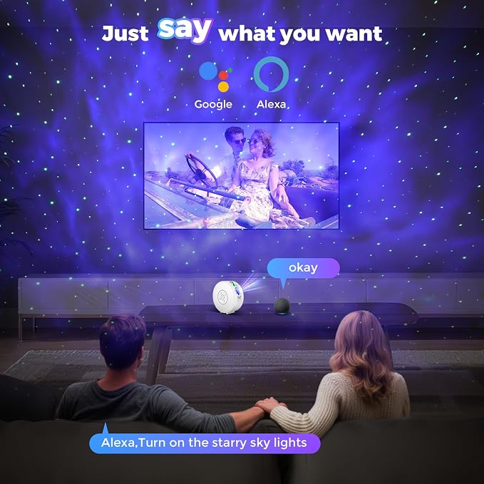 Galaxy Projector,Star Projector,Northern Lights Projector with 6 Film Discs,24H Timer,White Noises,Bluetooth Speaker,Smart APP&Voice Control,LED Starlight Night Light Projector for Kids Bedroom White