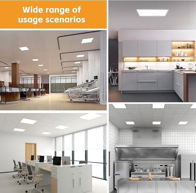 OKQ 2x4 LED Flat Panel Light Drop Ceiling Office Fixture, 5 CCT 3000K-6500K Adjustable & 5 Wattage Selectable,0-10V Dimmable, 2X4 LED Flush Mount Ceiling Light, ETL Listed 32Pack
