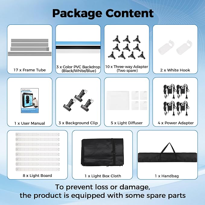 Photo Light Box, Portable 47"x39"x78" Photo Studio Light Box, Shooting Tent Kit with 768 Light Beads and 3 Color Backdrops. Large Lightbox with 6 Stepless Dimming Light Boards for Photography