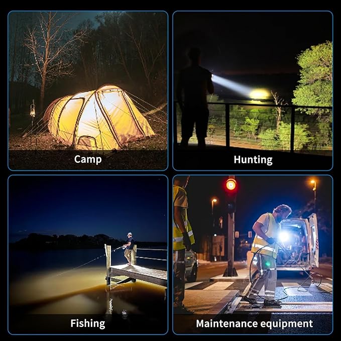 1300000 L Spotlight, Rechargeable Led Spotlight Flashlight with 350° Rotate Head, 9 Modes Super Bright Spot Lights Outdoor Handheld, IPX6 Waterproof Solar Flashlight for Emergencies