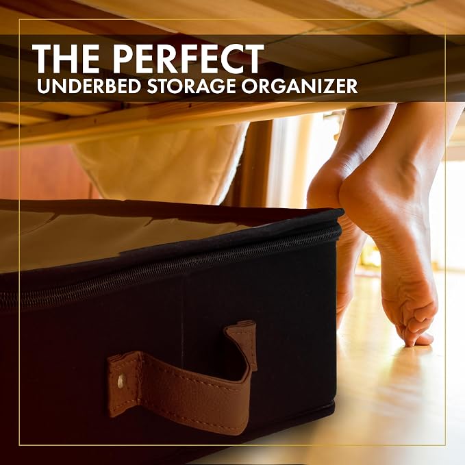 Under Bed Storage, Large 2pc with Lid, Black | Drawer-style pull-out design, Fits blankets, clothes, fabric & shoes, Bins with lids, Bedroom & closet storage