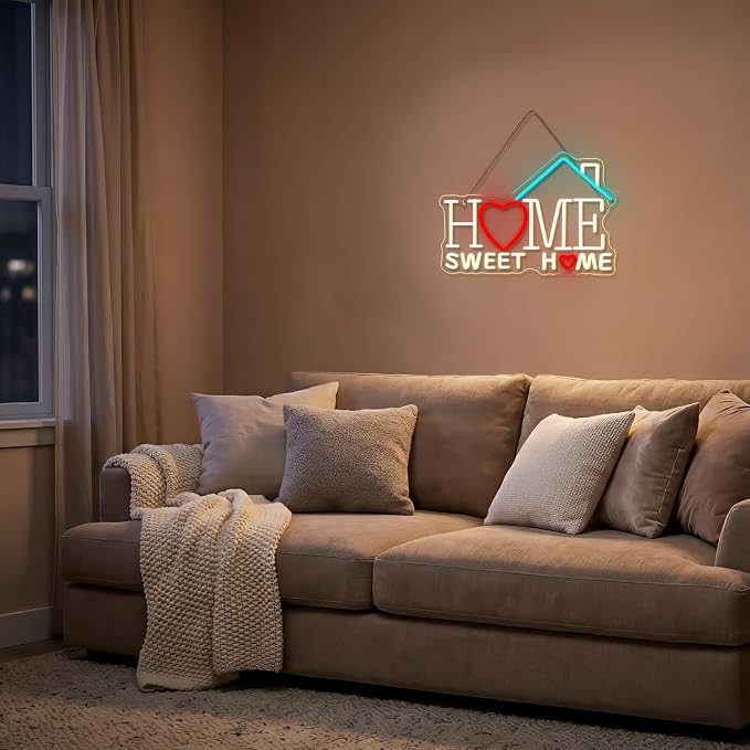 Sweet Home Neon Sign Warm White LED Signs for Living Room Bedroom House New Apartment Wall Decor Welcome Neon Light Up Coffee Office Cozy Home Decor Art Gifts for Newlywed Couples Apartment Renters