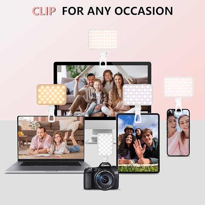 LED Phone Light - USB-Rechargeable Portable Photo Light with 97+ CRI, Up to 6500K Color Temperature for Selfie, Zoom Conference, Video, Makeup and Live Stream